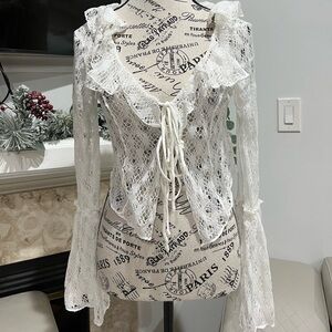 urban outfitters gossamer crochet flyaway cardigan